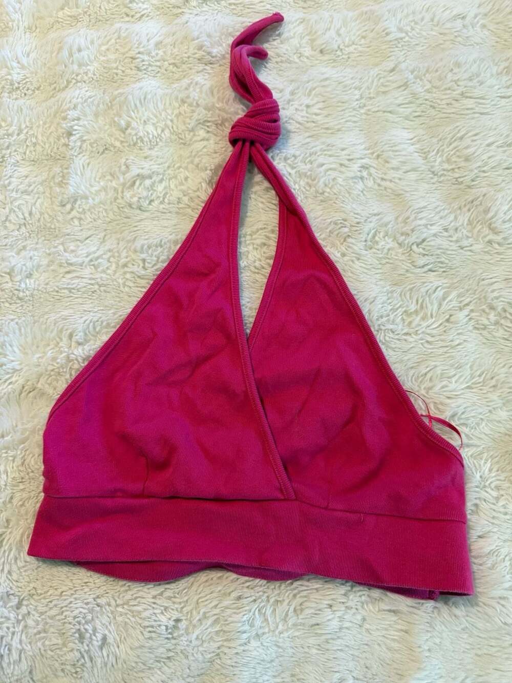 Ralph Lauren Halter Crop Top Girls Size L Pink Cotton Ribbed
